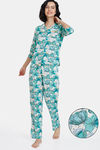 Zivame Blotched Bloom Woven Pyjama Set - Florida Key — thumbnail 1